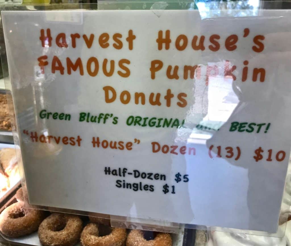 image of harvest house green bluff pumpkin donuts price