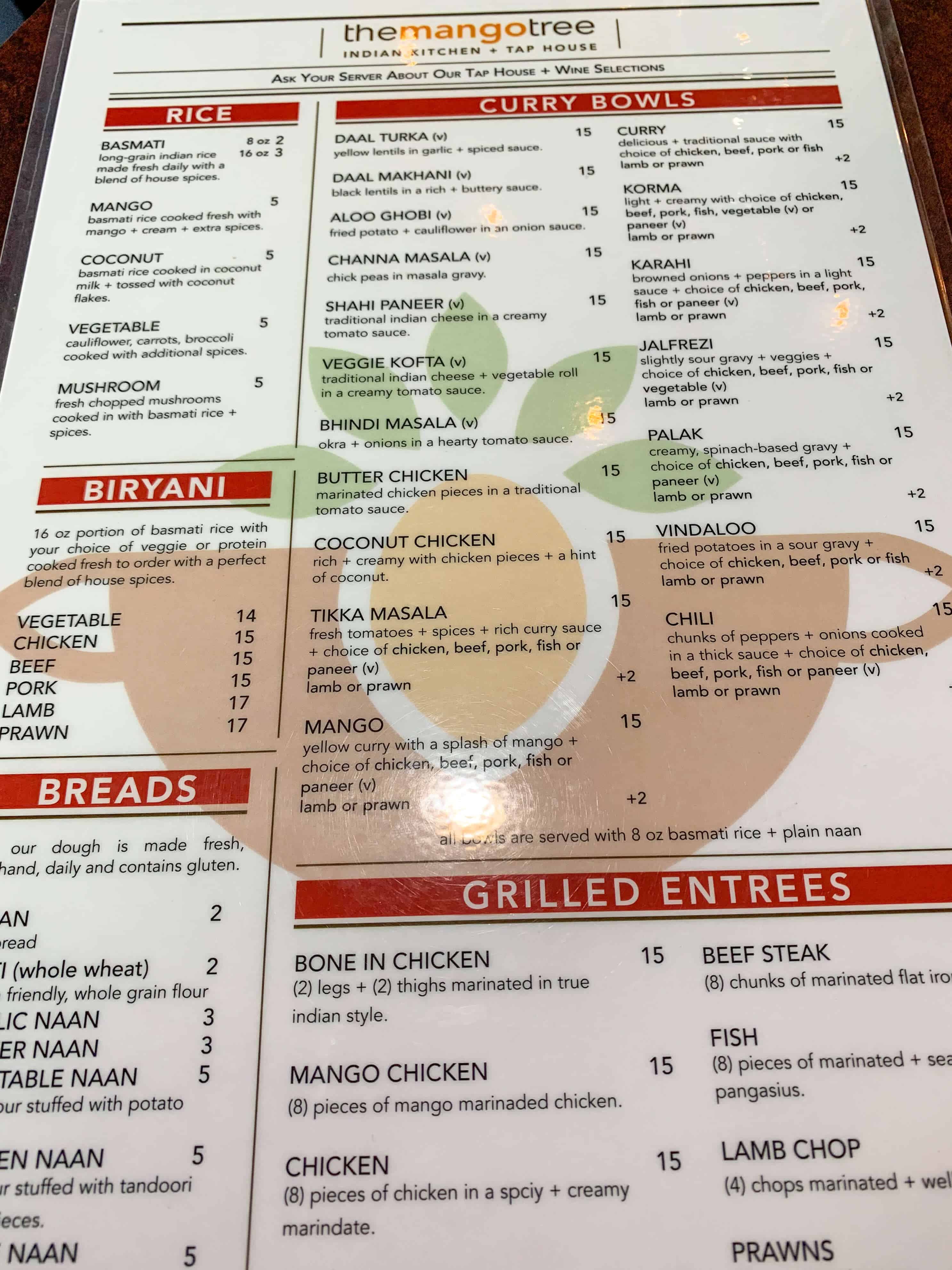 mango tree menu