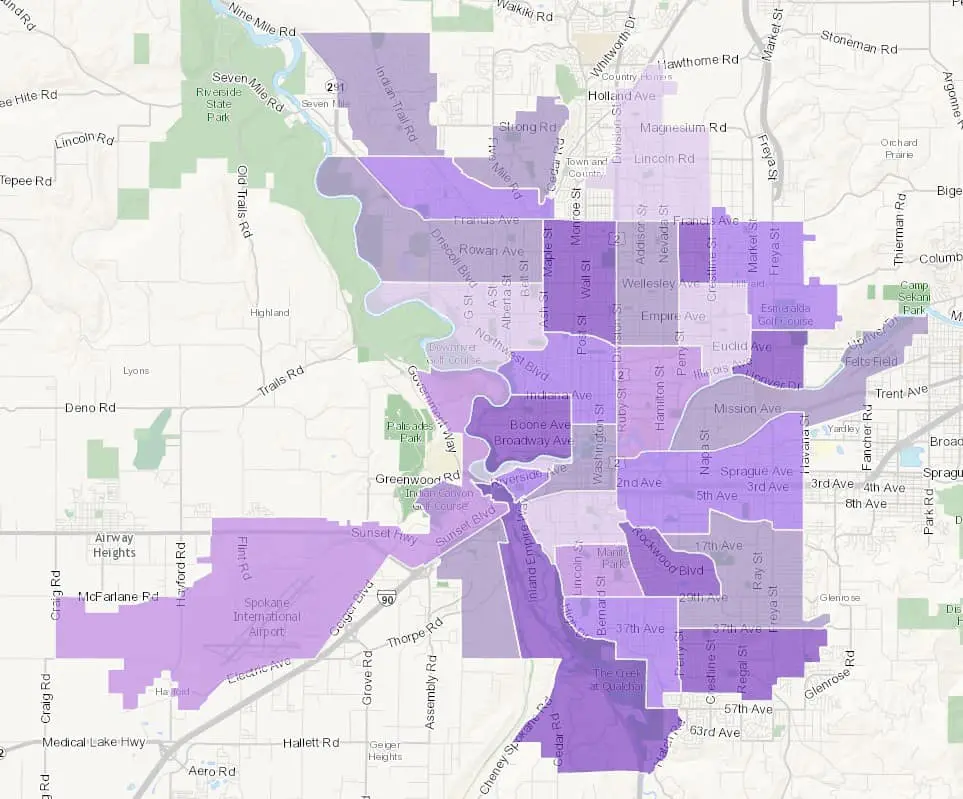 The Best Neighborhoods In Spokane Washington 2024 Everyday Spokane   City Map Of Spokane 