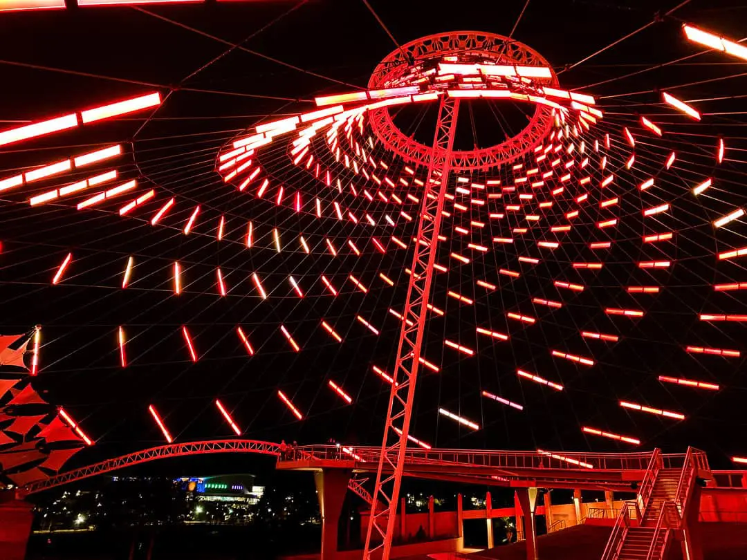 the us pavilion at night in riverfront park spokane