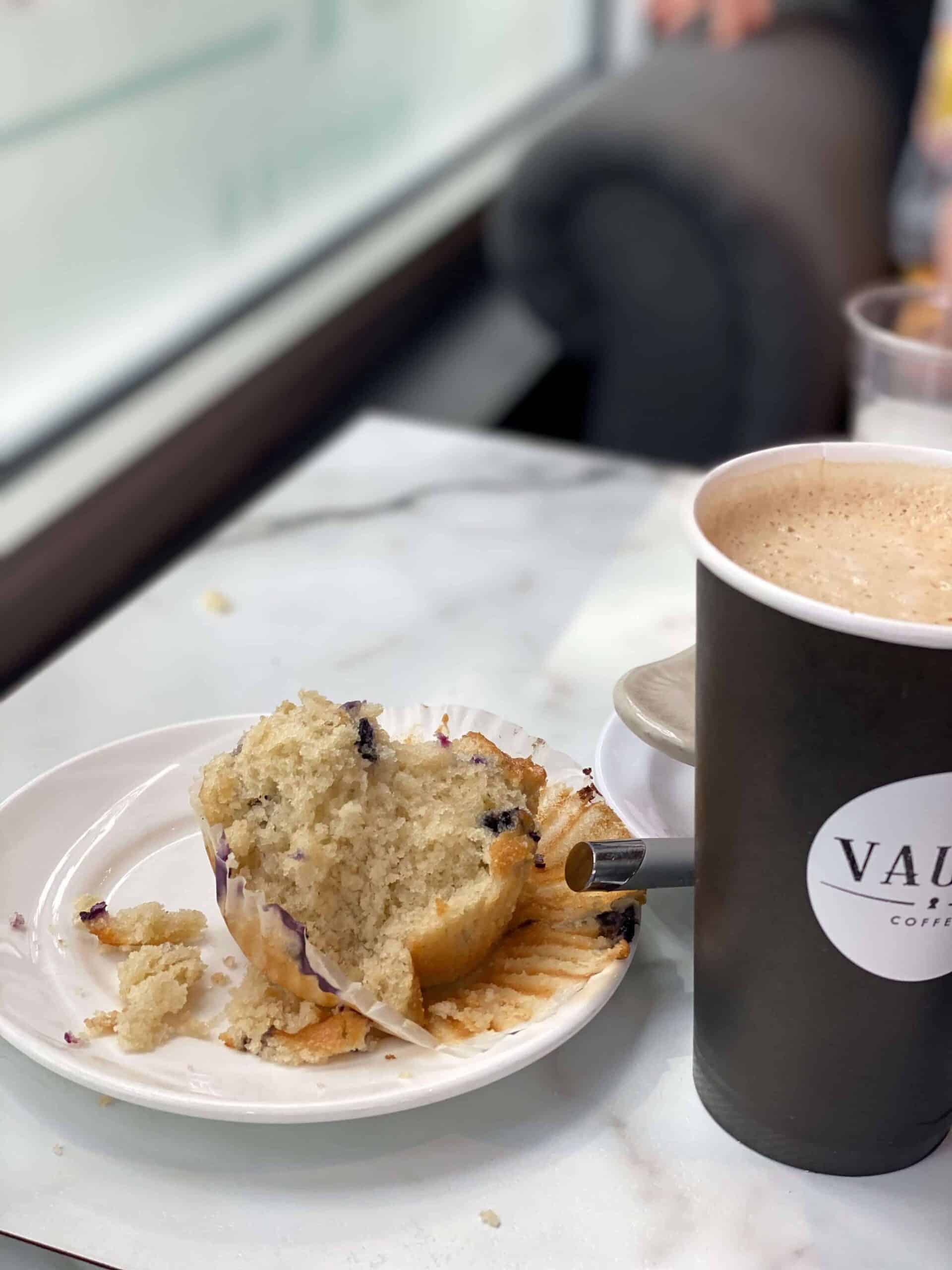 Image of coffee and muffin from Vault Coffee in Coeur d'Alene, Idaho