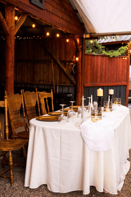 Photo courtesy of Madison Farm, showing a wedding display set up.