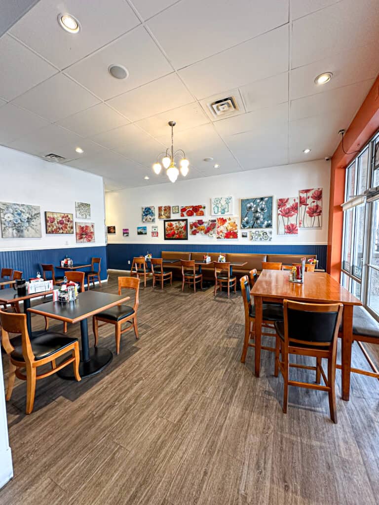 Inside photo of Cole's Bakery, a gluten-free restaurant in Spokane, showcasing their large dining and seating area. Photo by Melissa Berry of Everyday Spokane. 